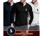Pack of 3 Six Button Fashion T-shirts